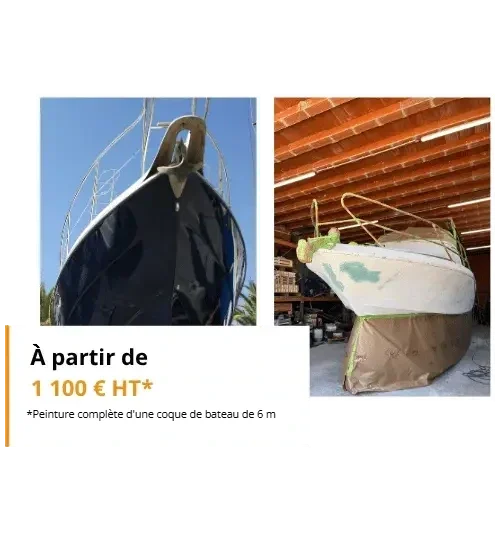 Deux coques de bateau traitées par Borosy, à terre et en atelier