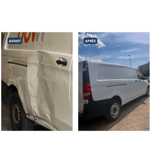 Fourgon Mercedes Vito avant et après redressage